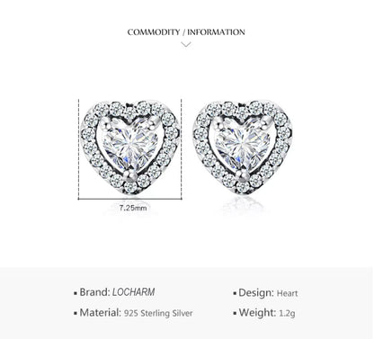 Heart-Shaped CZ Stud Earrings