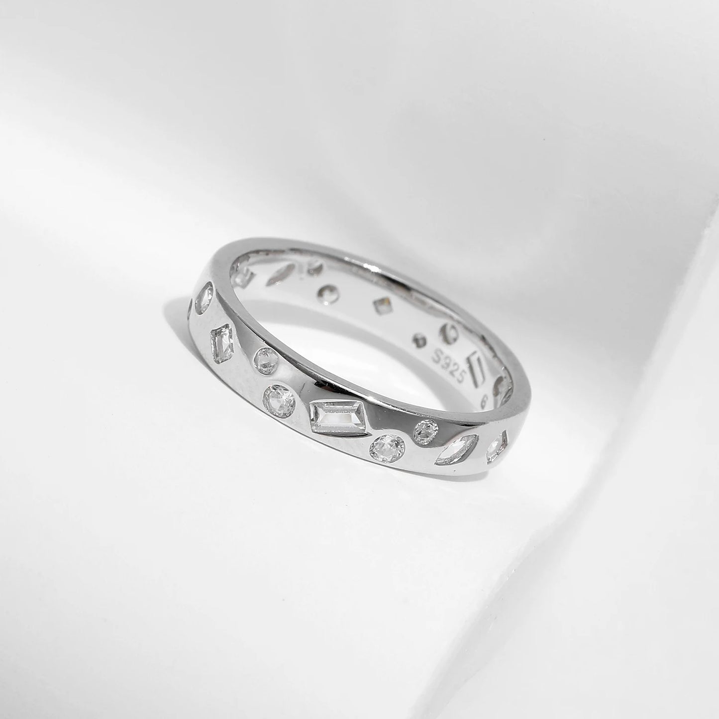 Geometric Dazzling CZ Eternity Band