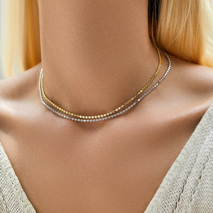 Delicate Silver Beaded Choker