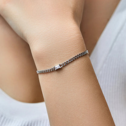 Elegant Rectangle Zircon Link Bracelet