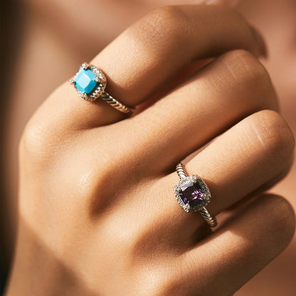 Twisted Metal Purple Zircon Turquoise Ring