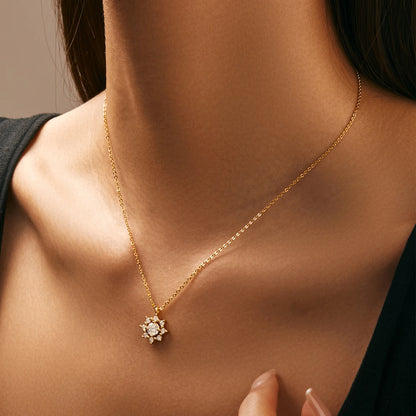 Moissanite Snowflake Charm Necklace