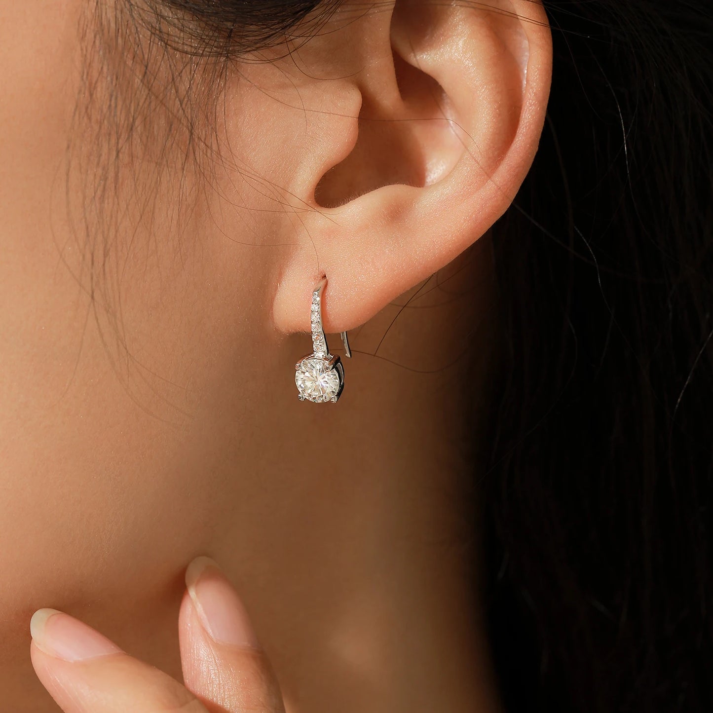 D Color Moissanite Drop Earrings