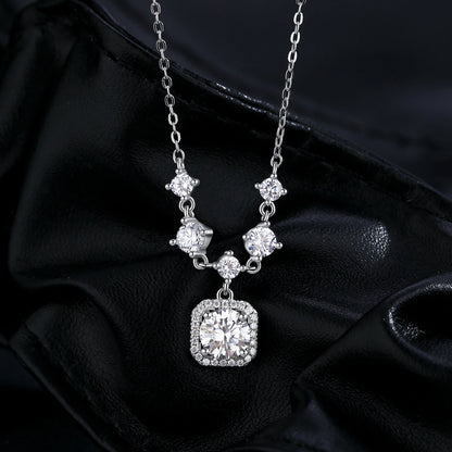 D Color Moissanite Halo Necklace