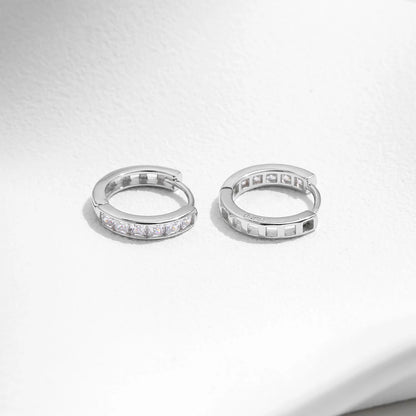 Sparkling Square CZ Hoop Earrings