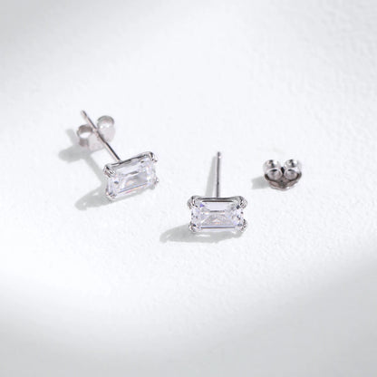 Emerald Cut CZ Stud Earrings