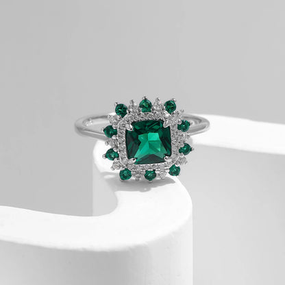 Retro Green Zirconia Square Ring