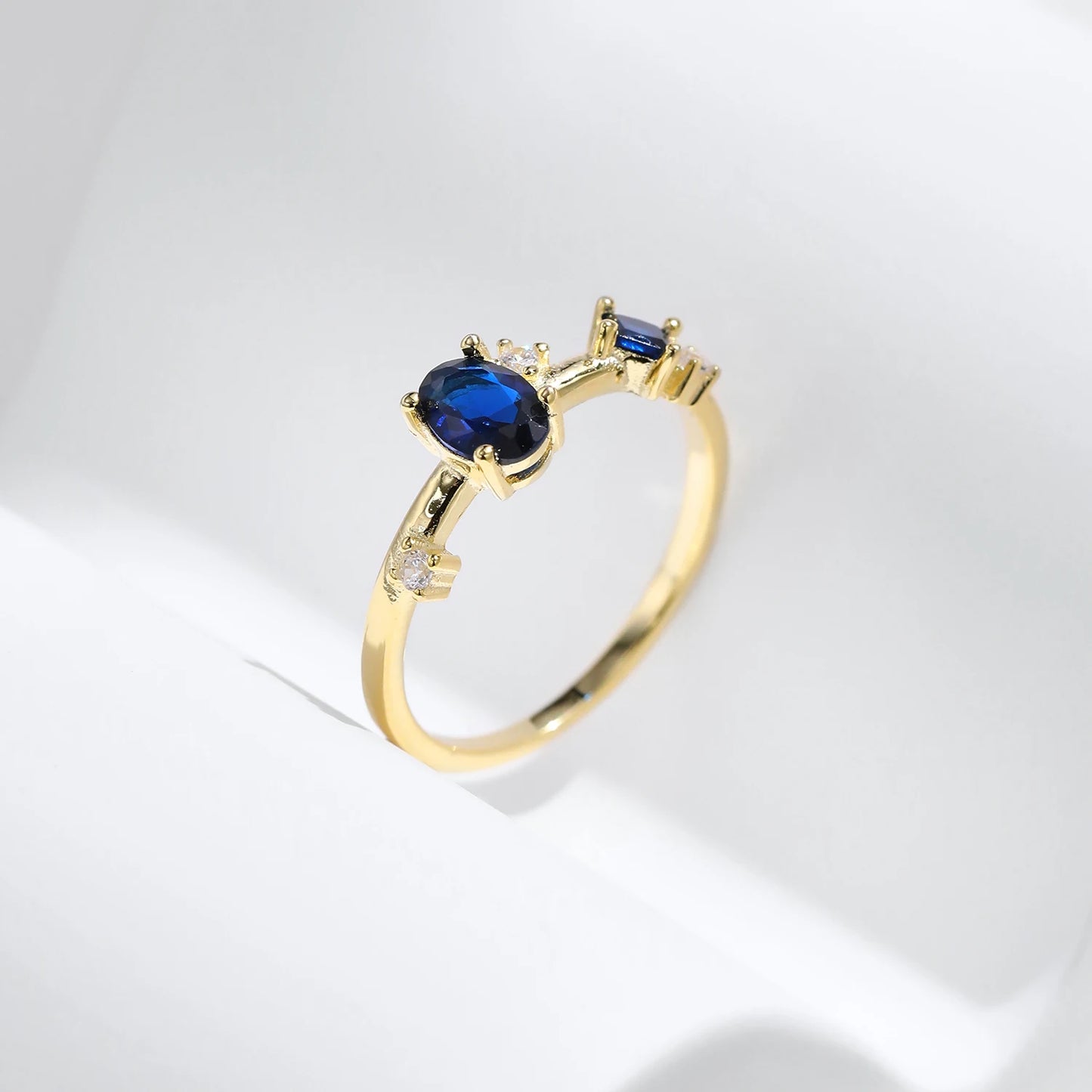 Irregular Royal Blue CZ Vintage Ring