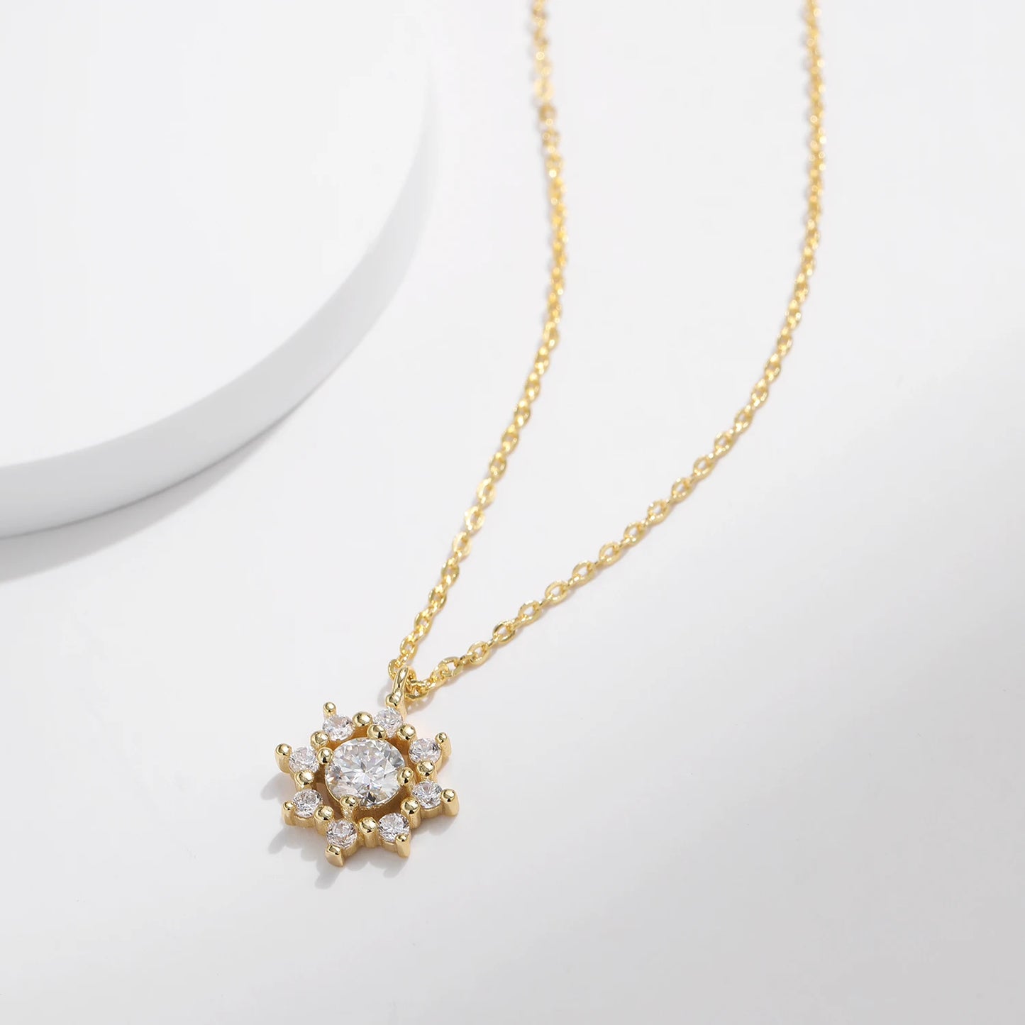 Moissanite Snowflake Charm Necklace