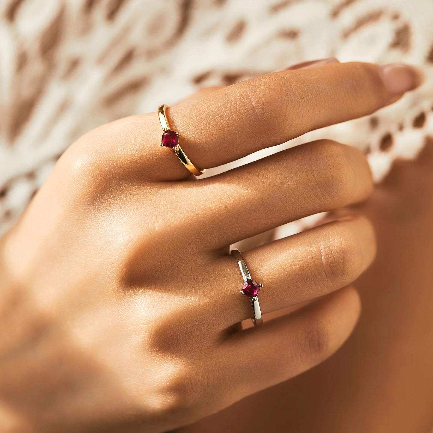 Pigeon Blood Red Zircon Sterling Silver Ring