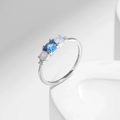 Dainty Opal Three Stone Ring