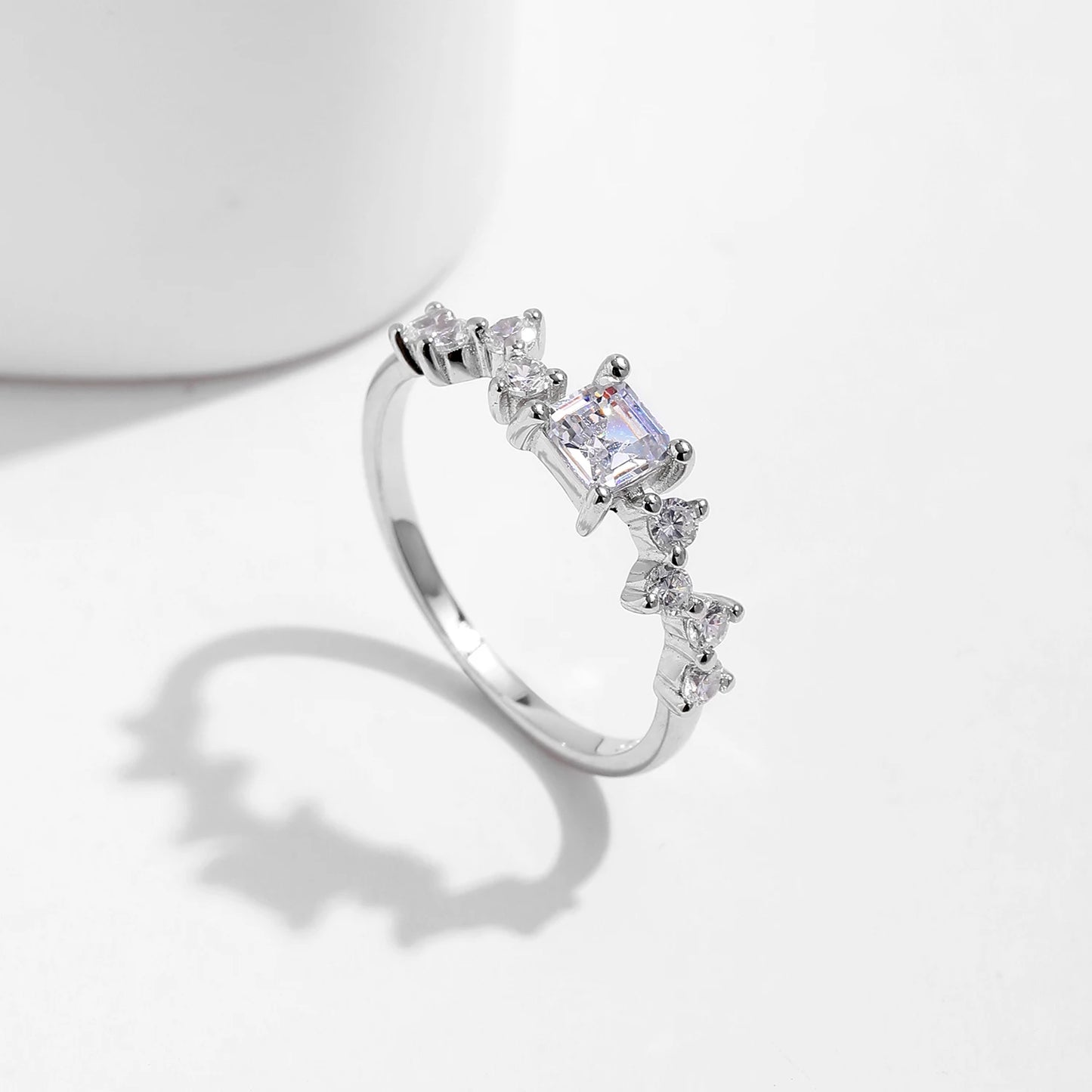 Exquisite Square CZ Engagement Ring