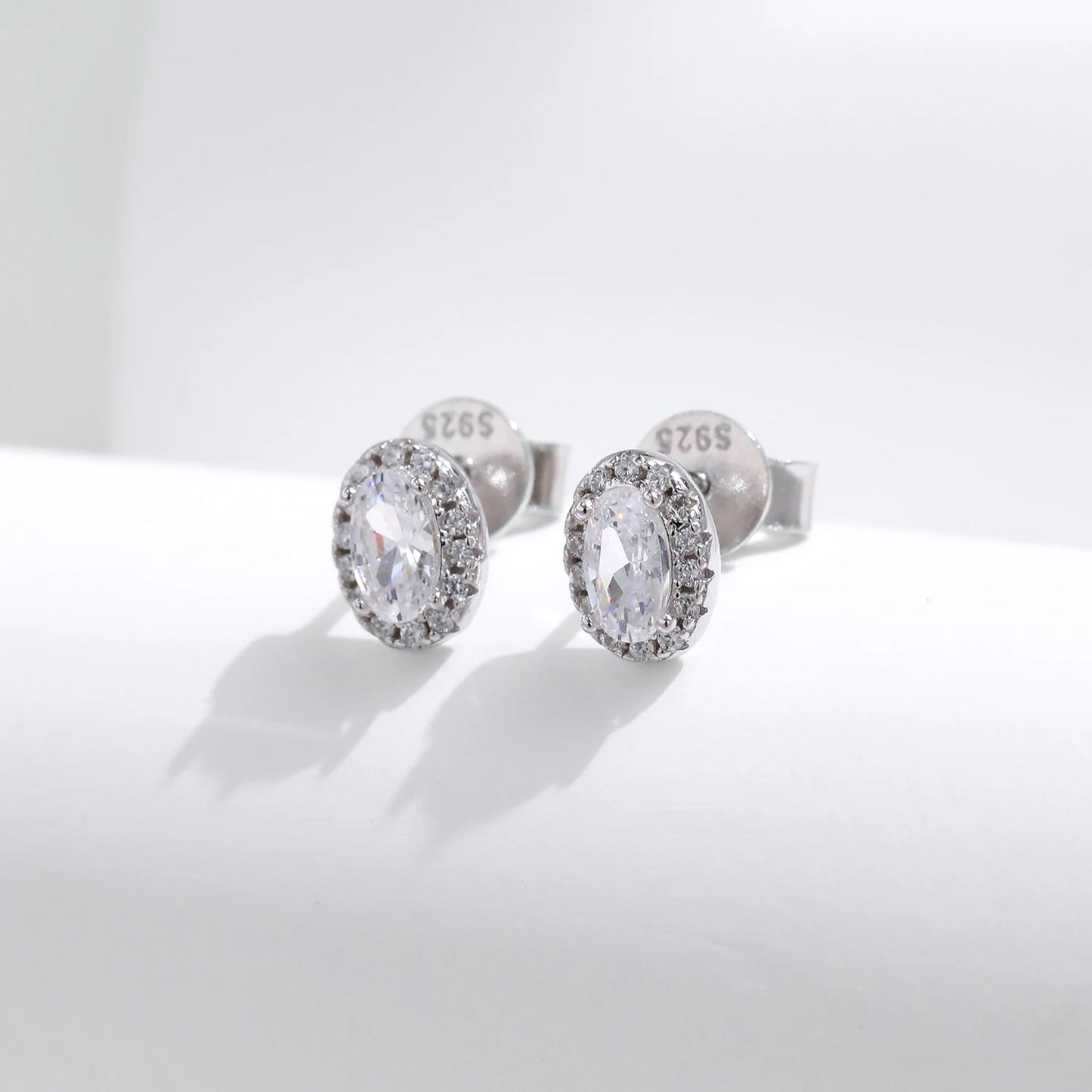 Exquisite Oval CZ Stud Earrings