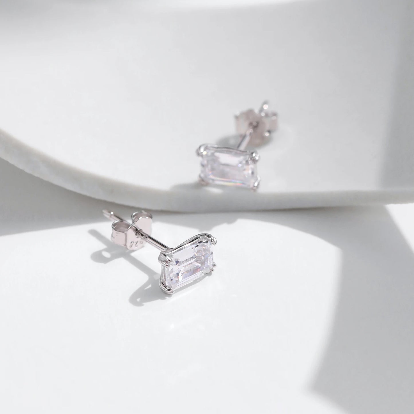 Emerald Cut CZ Stud Earrings