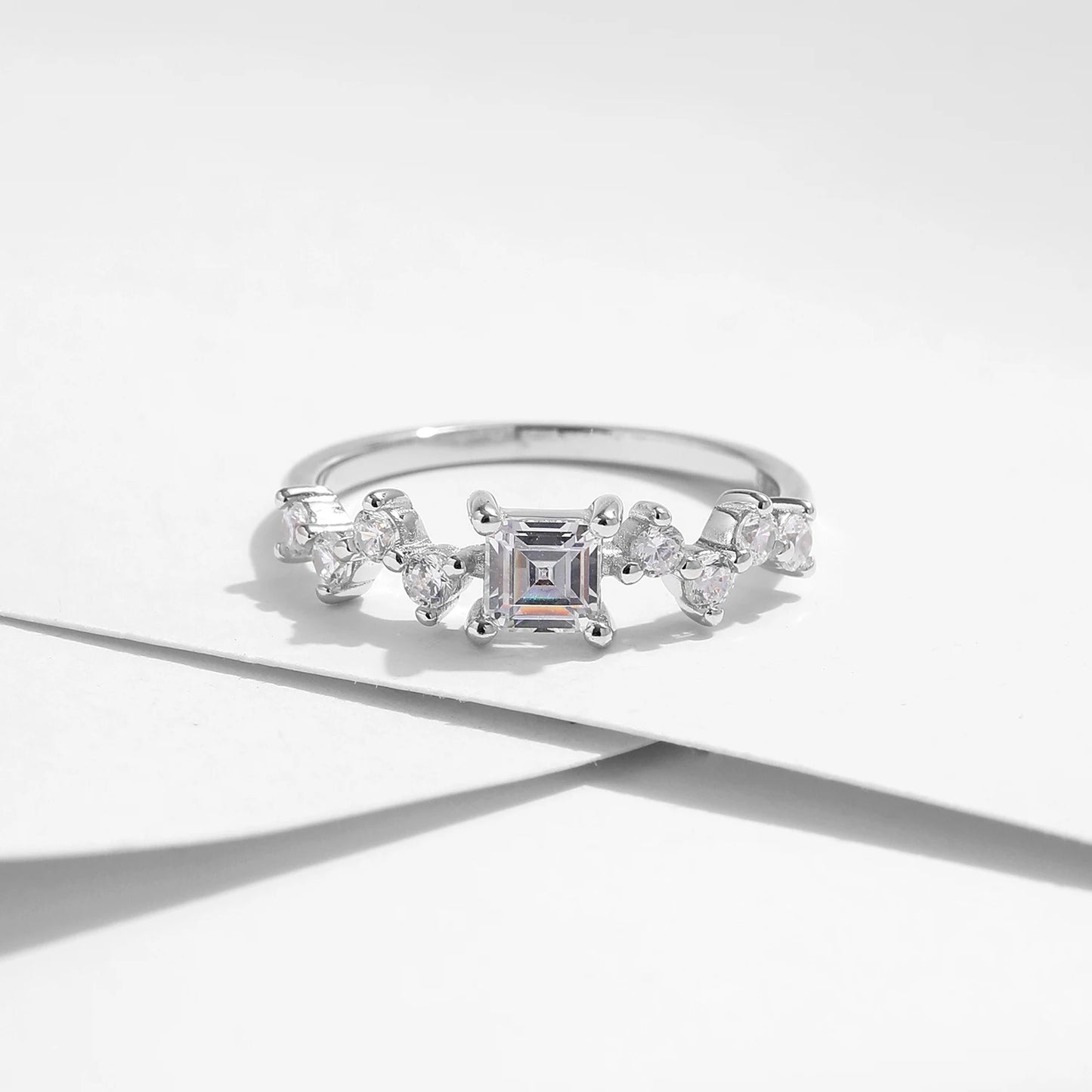 Exquisite Square CZ Engagement Ring