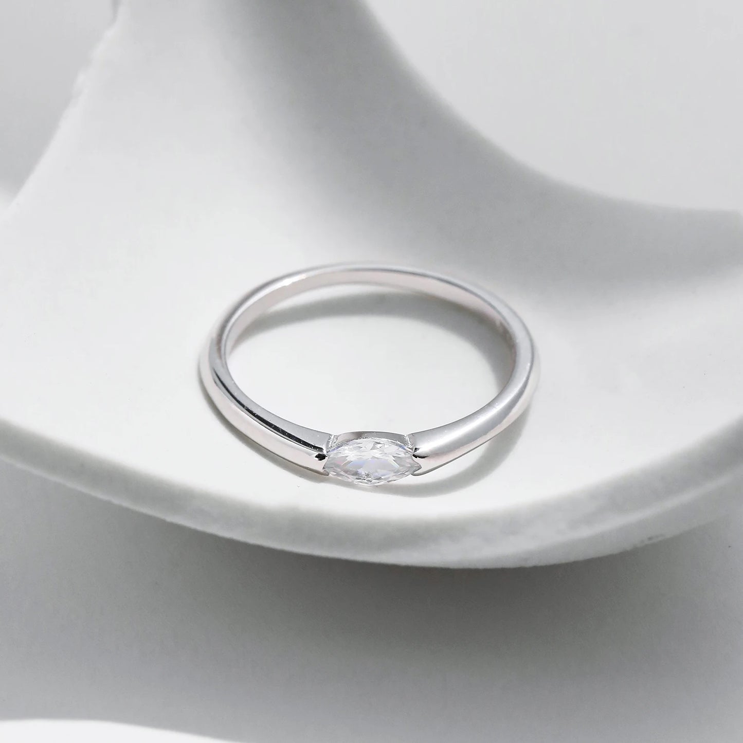 Simple Marquise Cut CZ Sterling Silver Ring