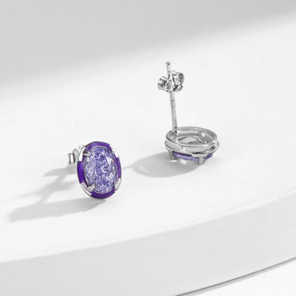 Crushed Ice Cut Lavender CZ Earrings – Sterling Silver