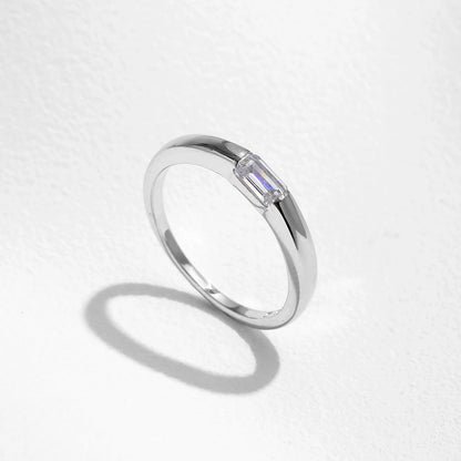 Simple Rectangle Zircon Stackable Ring