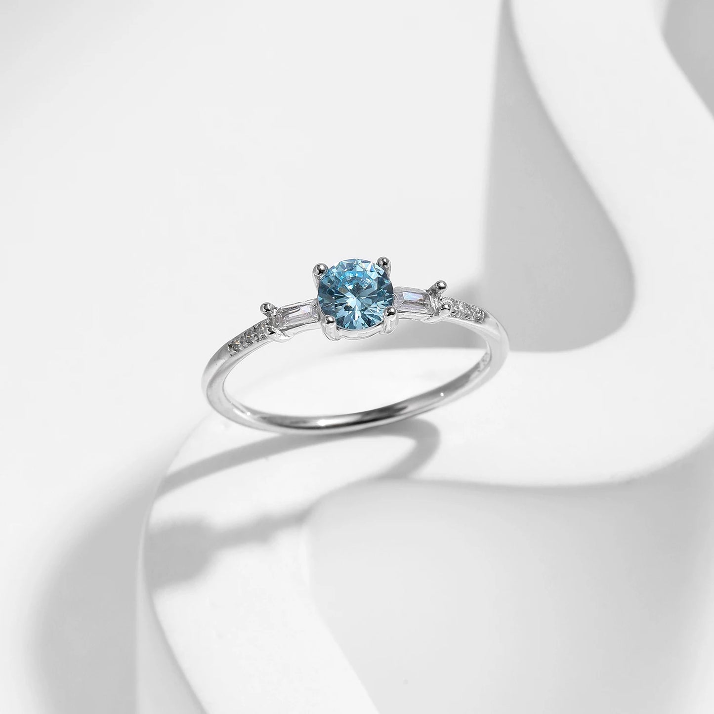 Light Blue CZ Classic Ring