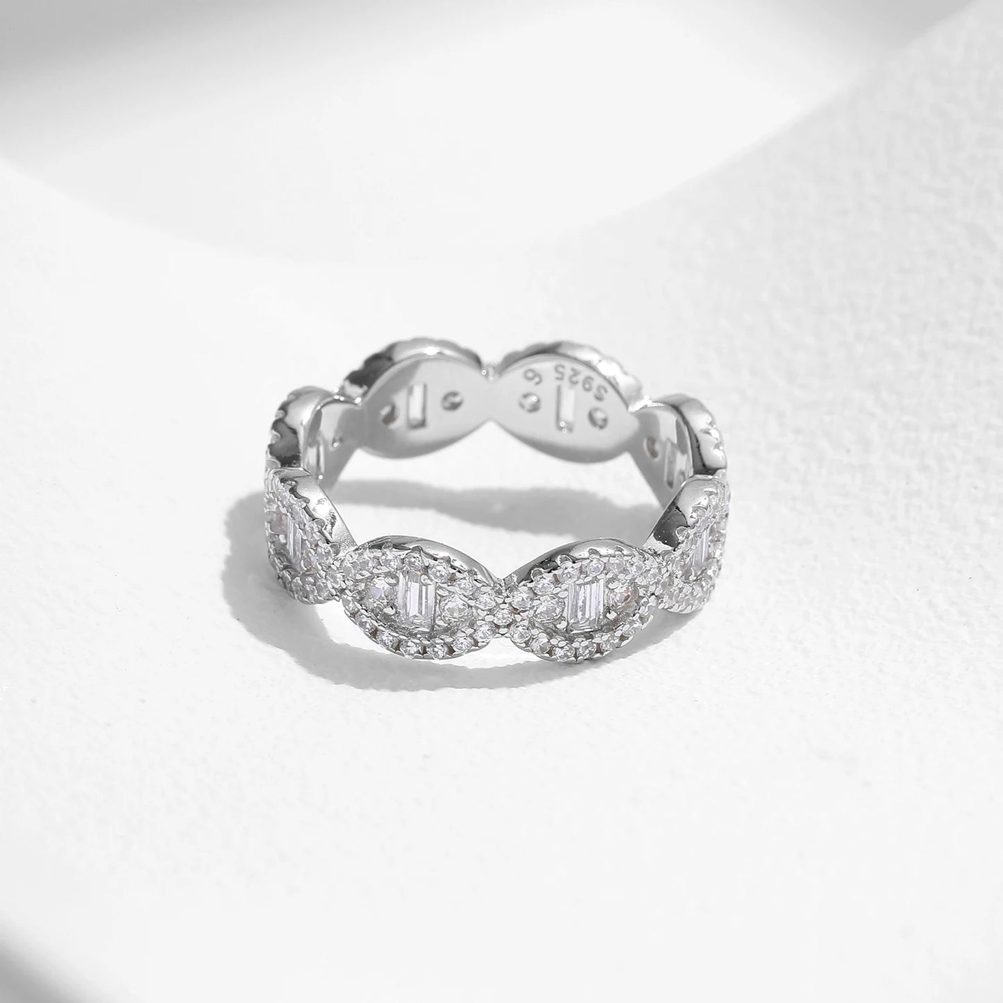 Geometric Clear Zirconia Eternity Band