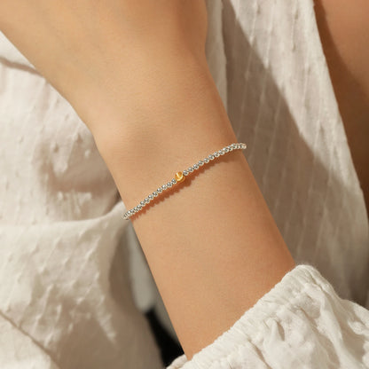 Sterling Silver Golden Bead Stackable Bracelet – Chic Everyday Jewelry