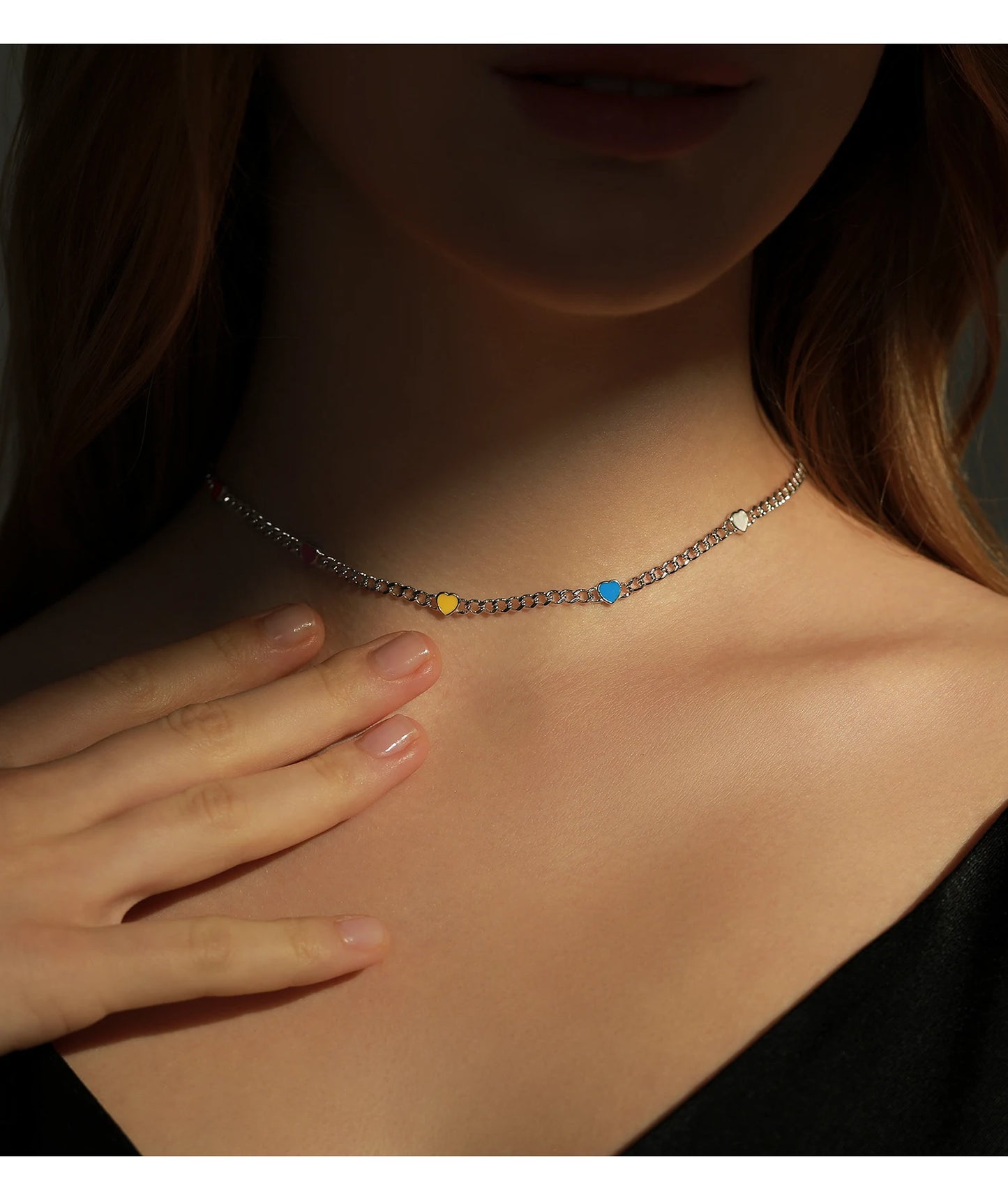 Colorful Hearts Charm Choker