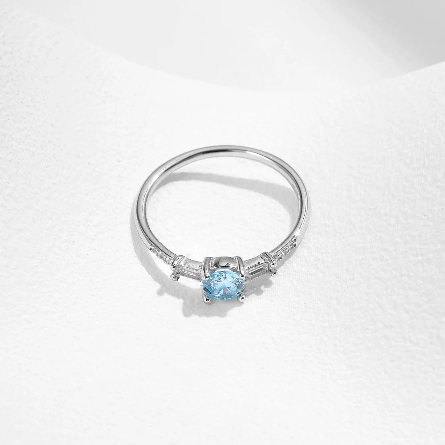 Light Blue CZ Classic Ring