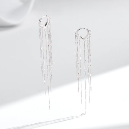 Sparkling Tassel Hoop Earrings