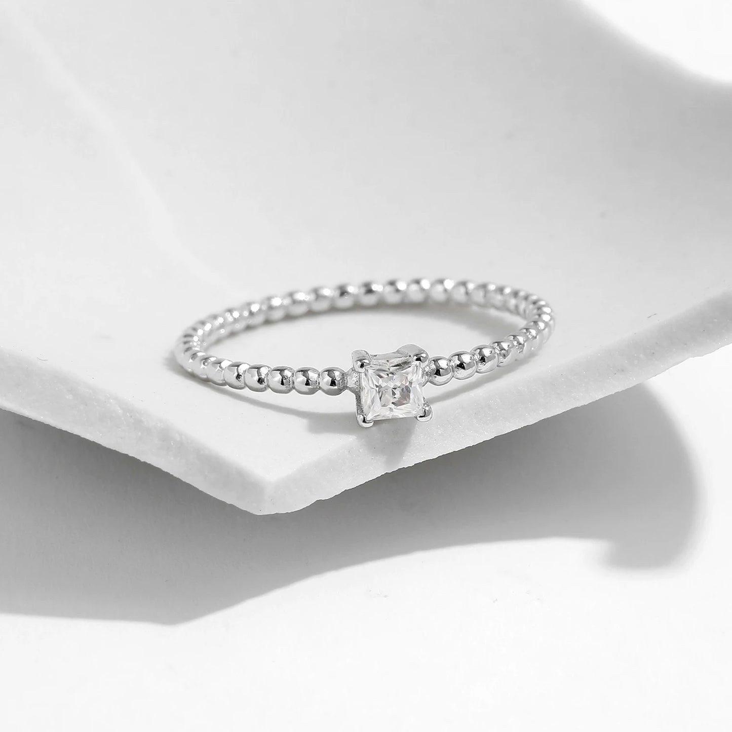 Princess Cut Moissanite Silver Ring