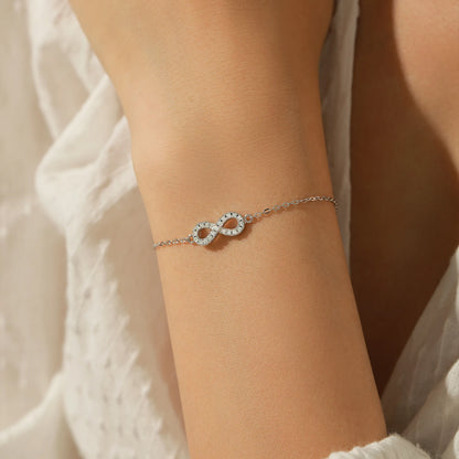 Sterling Silver D Color Moissanite Infinity Bracelet