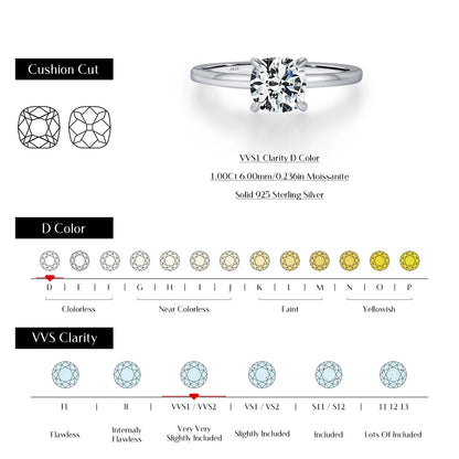 Cushion Cut Moissanite Ring