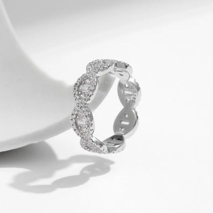 Geometric Clear Zirconia Eternity Band