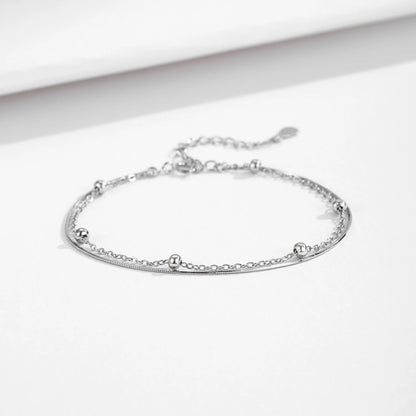 Sterling Silver Double Layer Snake Chain Bracelet