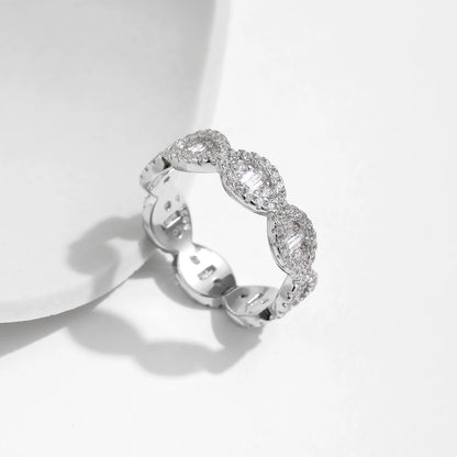 Geometric Clear Zirconia Eternity Band