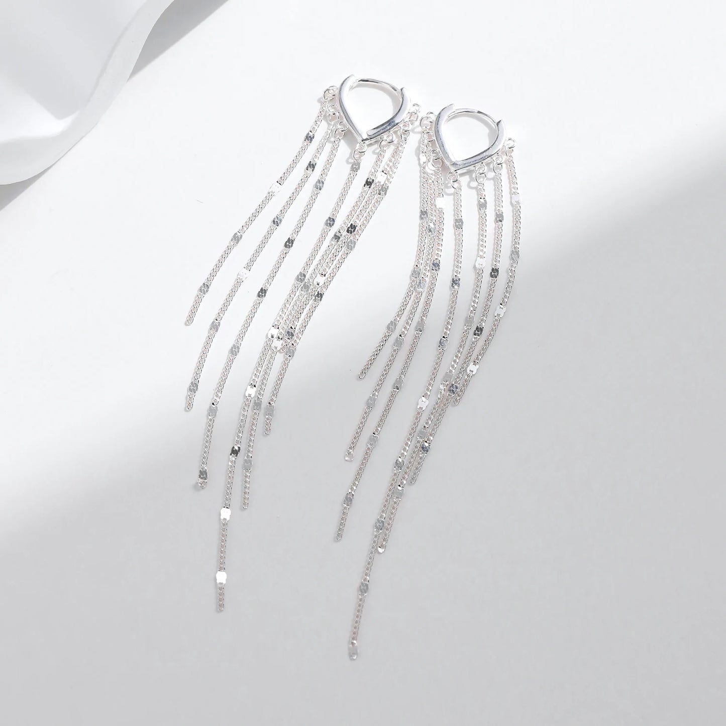 Sparkling Tassel Hoop Earrings