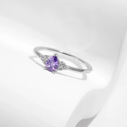 Water Drop Purple CZ Cocktail Ring