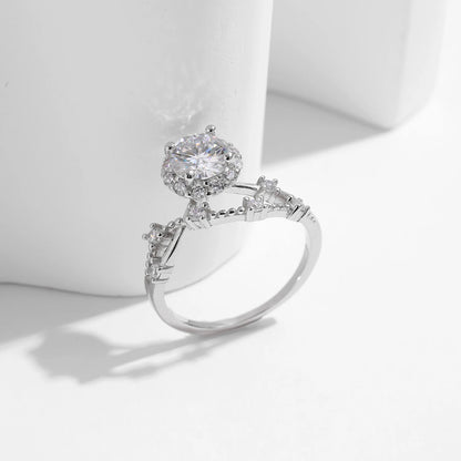 Crown Halo Moissanite Ring