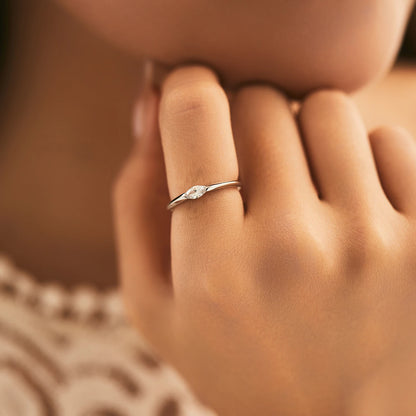 Simple Marquise Cut CZ Sterling Silver Ring