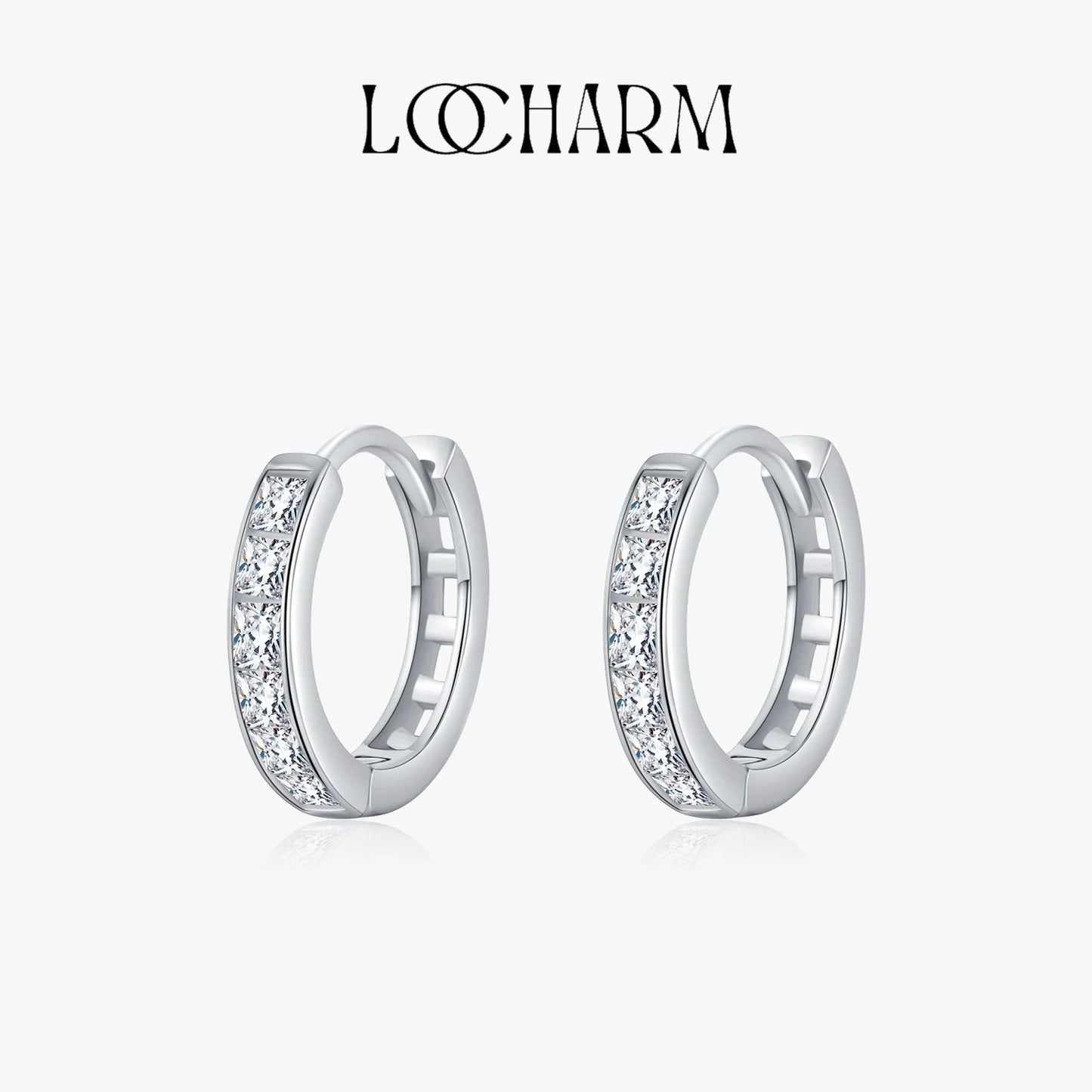 Sparkling Square CZ Hoop Earrings