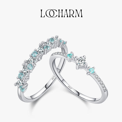 Paraiba Color CZ Eternity Band Sterling Silver Ring