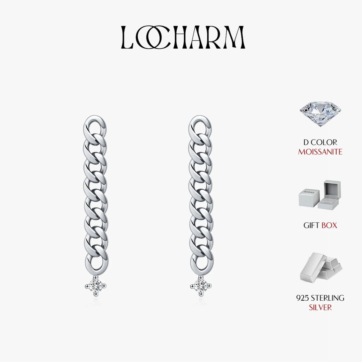 D Color Moissanite Chain Studs