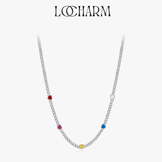 Colorful Hearts Charm Choker