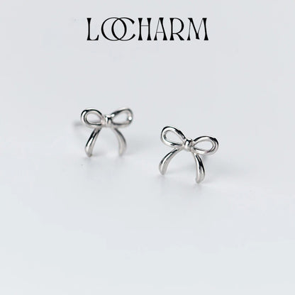 Tiny Bowknot 925 Silver Stud Earrings for Women and Kids