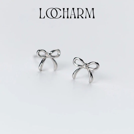 Tiny Bowknot 925 Silver Stud Earrings for Women and Kids