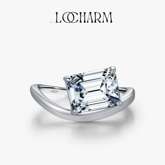 Sparkling Rectangle CZ Liquid Line Ring