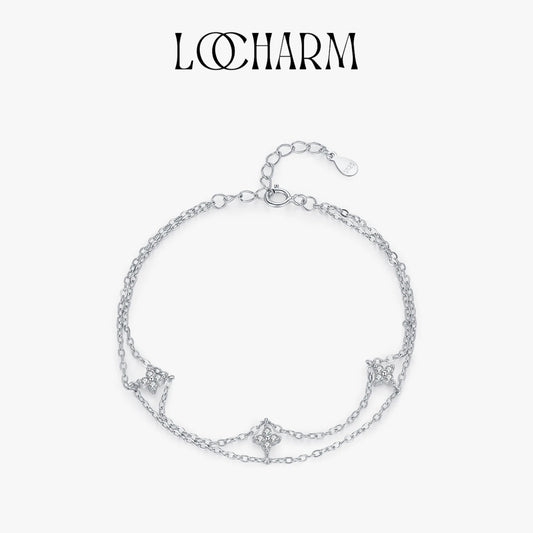 Lucky Clover Sterling Silver Bracelet