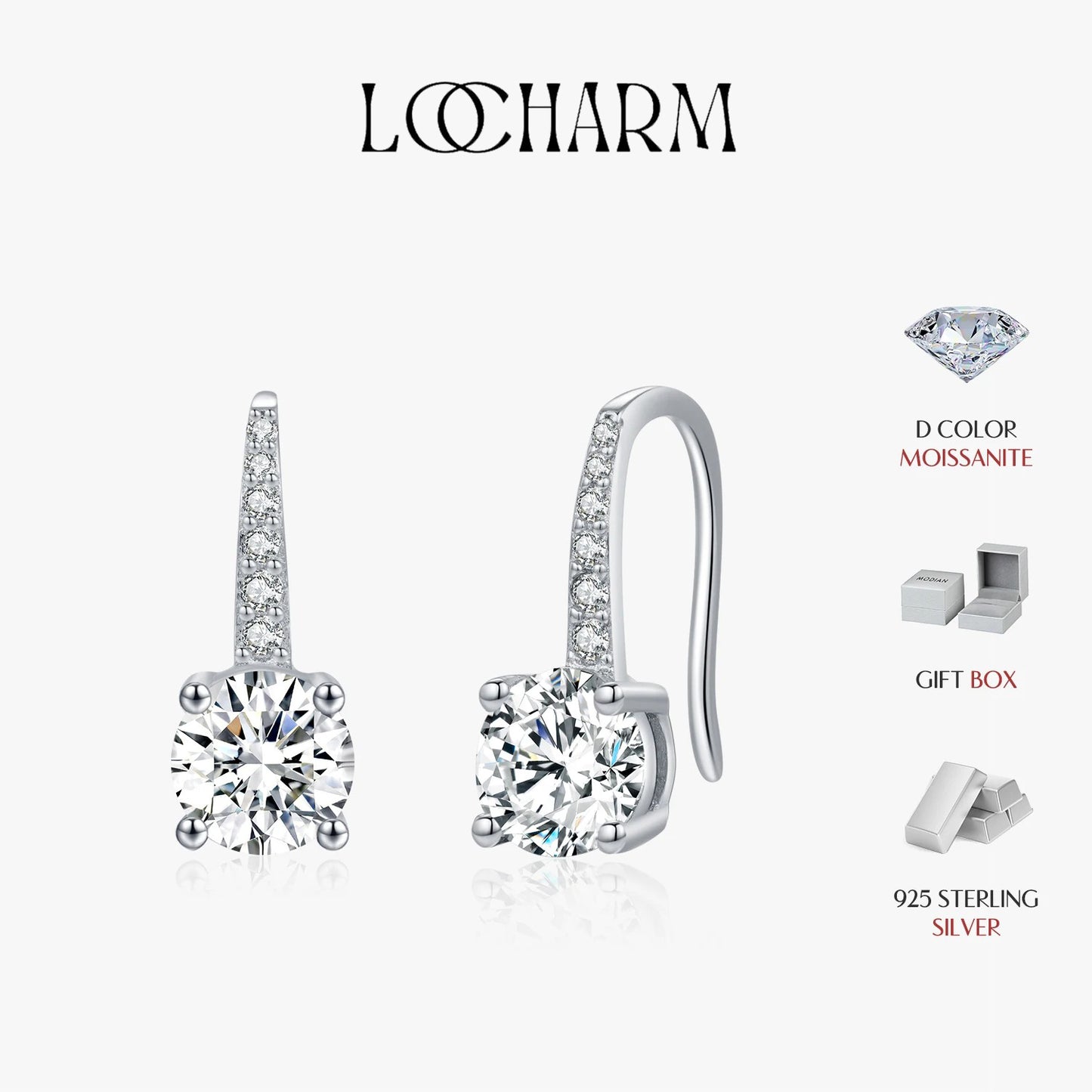 D Color Moissanite Drop Earrings