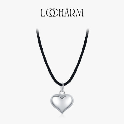 Sterling Silver Mirror Heart Long Pendant Necklace