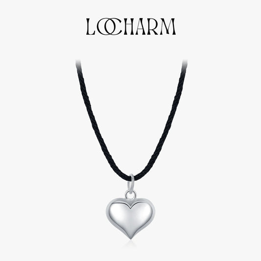 Sterling Silver Mirror Heart Long Pendant Necklace