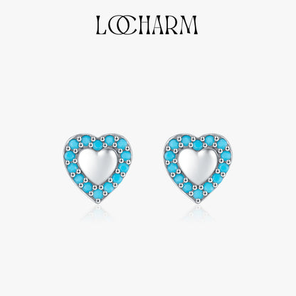 Sterling Silver Vintage Turquoise Heart Stud Earrings